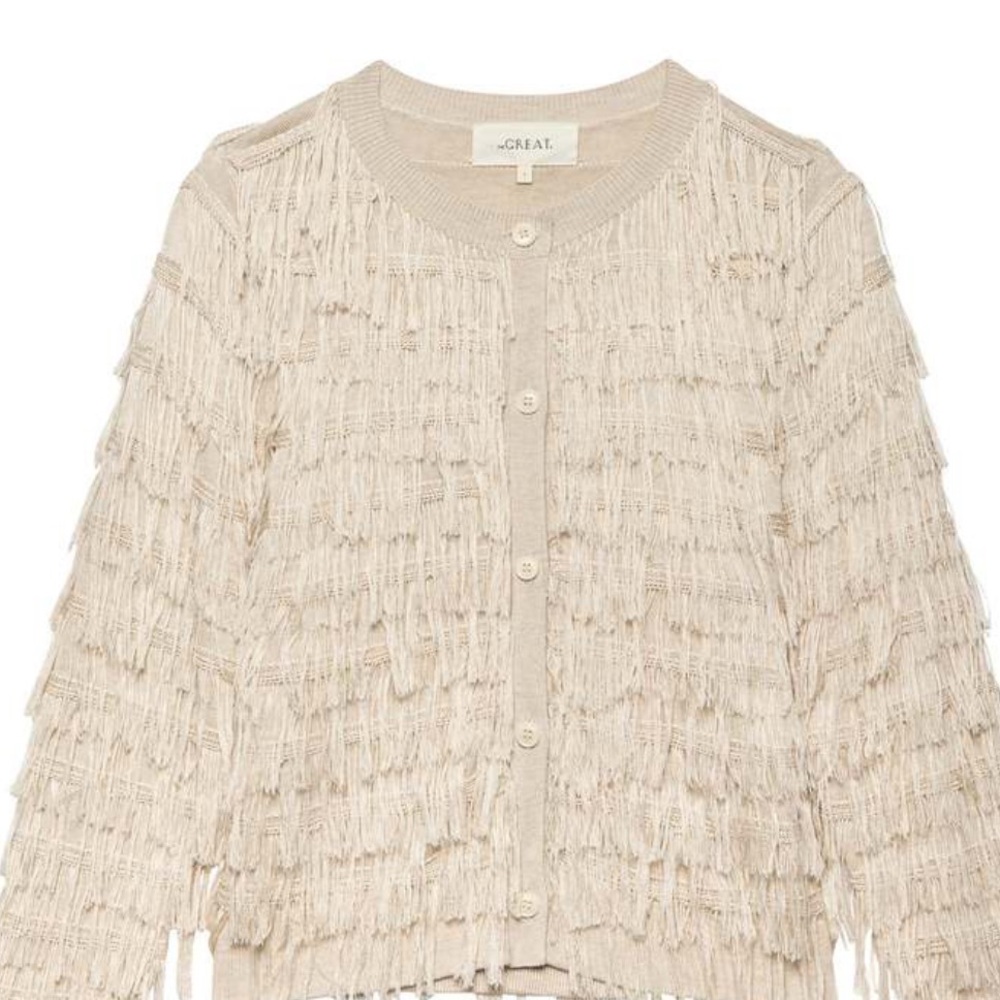 THE GREAT. Beige Textured Cardigan